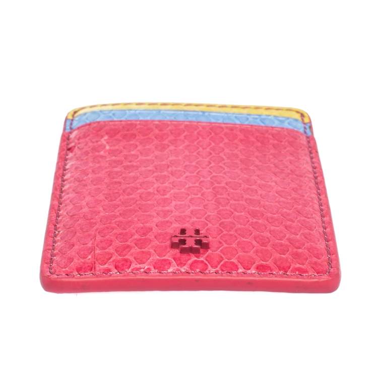 Pre Owned Tory Burch Multicolor Snakeskin Effect Leather Card Holder