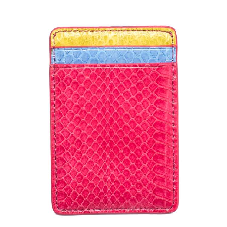 Pre Owned Tory Burch Multicolor Snakeskin Effect Leather Card Holder