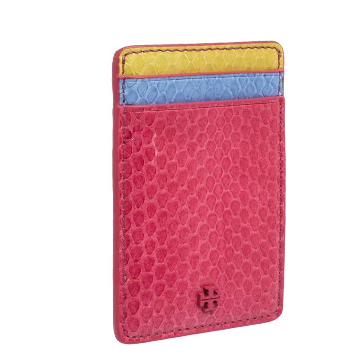 Pre Owned Tory Burch Multicolor Snakeskin Effect Leather Card Holder