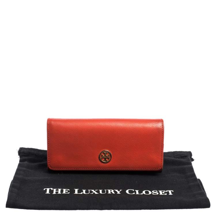 Pre Owned Tory Burch Red Leather Robinson Flap Continental Wallet