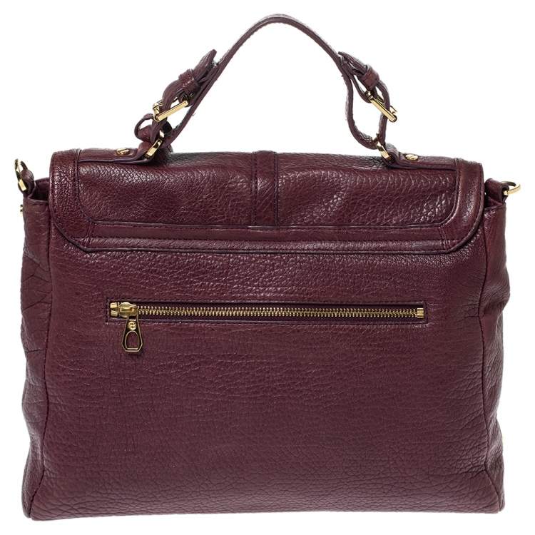 Pre Owned Tory Burch Purple Leather Top Handle Bag