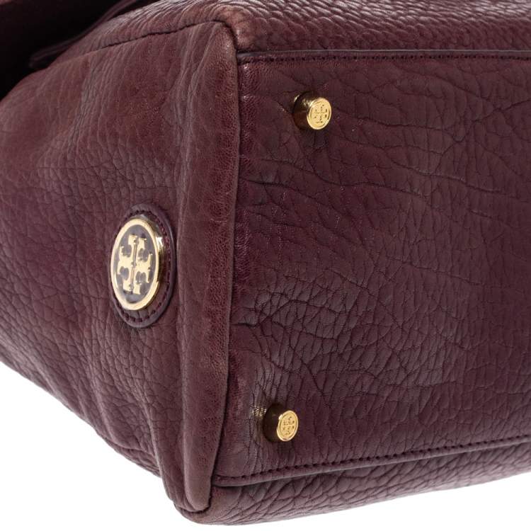 Pre Owned Tory Burch Purple Leather Top Handle Bag