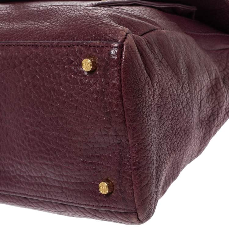 Pre Owned Tory Burch Purple Leather Top Handle Bag