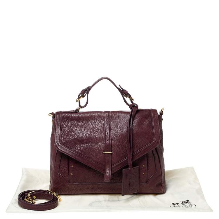 Pre Owned Tory Burch Purple Leather Top Handle Bag
