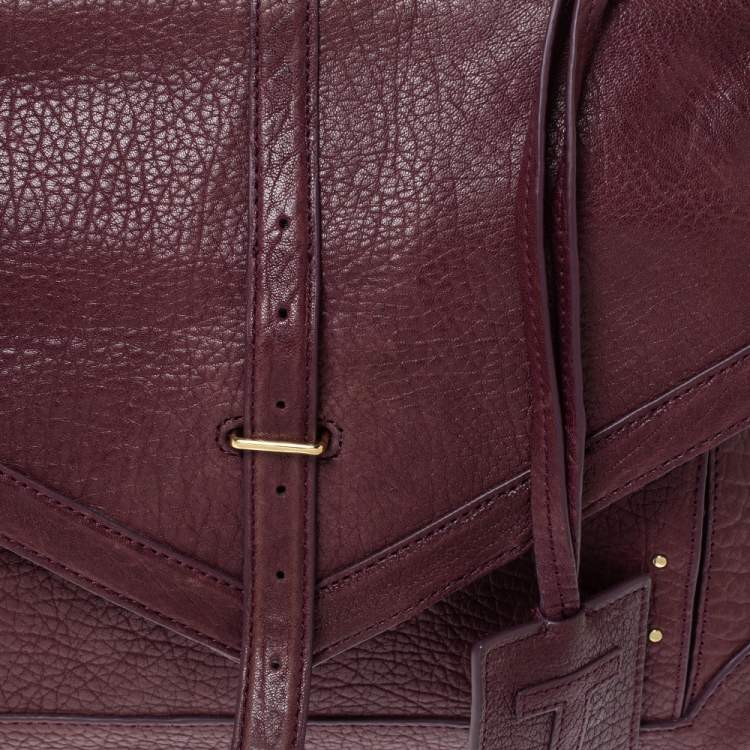 Pre Owned Tory Burch Purple Leather Top Handle Bag