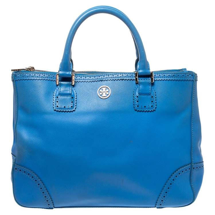 Tory Burch Teal Blue Saffiano Leather Robinson Tote Tory Burch