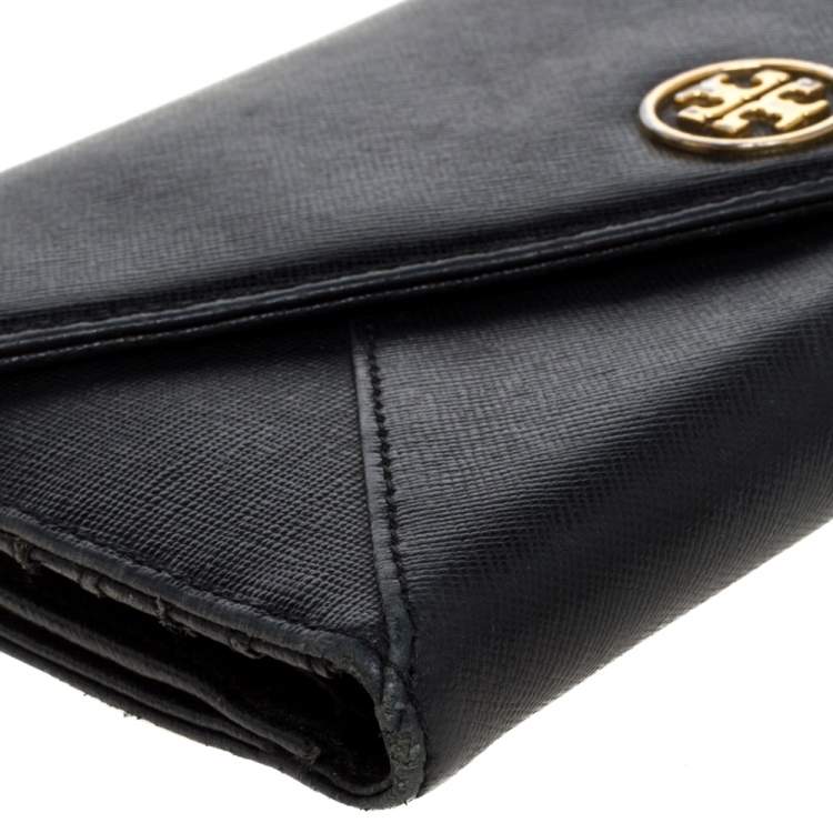Pre Owned Tory Burch Black Leather Robinson Wristlet Clutch