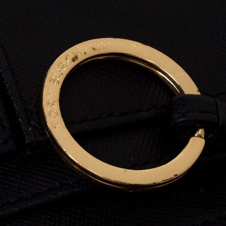 Pre Owned Tory Burch Black Leather Robinson Wristlet Clutch
