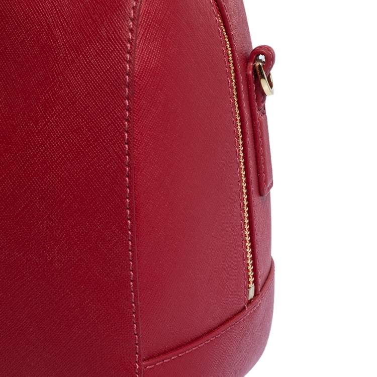Pre Owned Tory Burch Red Leather Medium Robinson Boston Bag