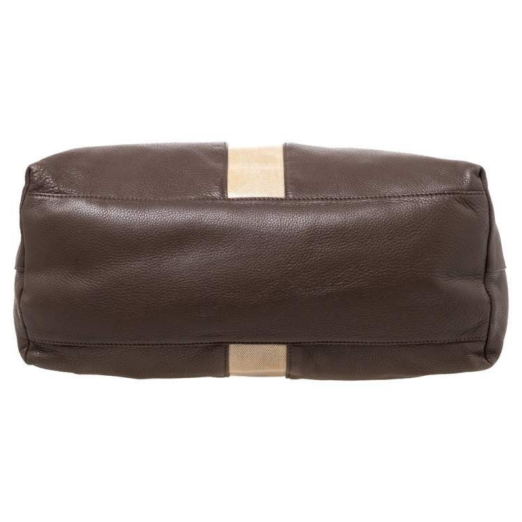Pre Owned Tory Burch Brown/Beige Leather Shopper Tote