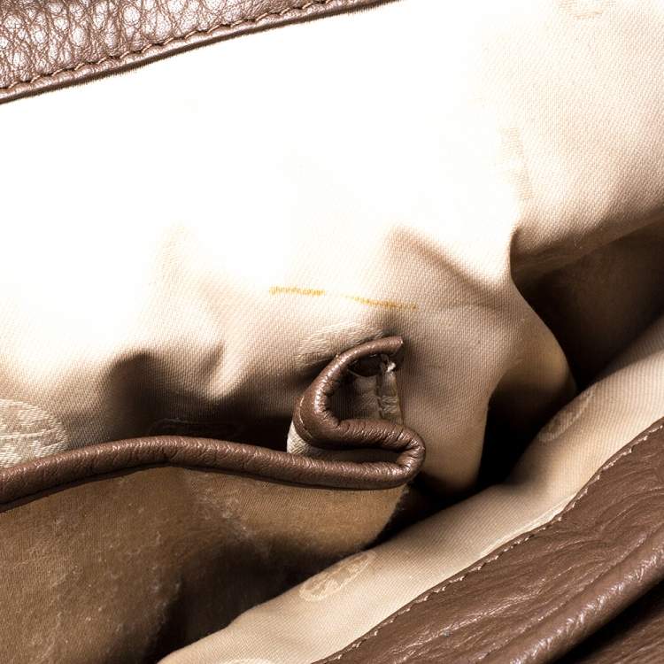 Pre Owned Tory Burch Brown/Beige Leather Shopper Tote