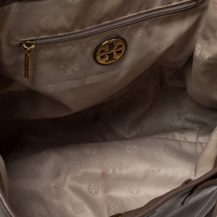 Pre Owned Tory Burch Brown/Beige Leather Shopper Tote