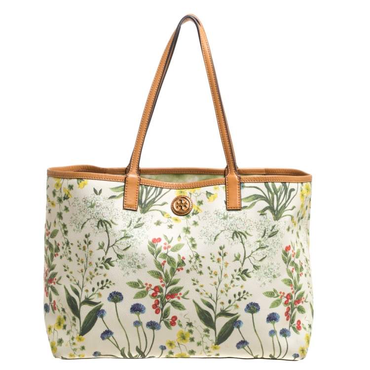 Tory Burch Multicolor Floral Print Coated Canvas and Leather Open Tote Tory  Burch | TLC