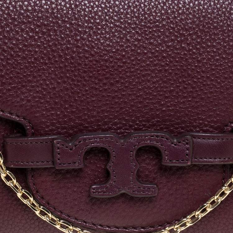 Pre Owned Tory Burch Burgundy Leather Chain Clutch