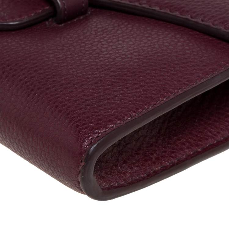 Pre Owned Tory Burch Burgundy Leather Chain Clutch