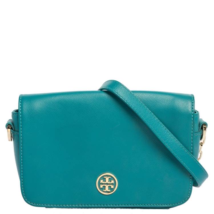 Tory Burch Blue Leather Robinson Convertible Shoulder Bag Tory