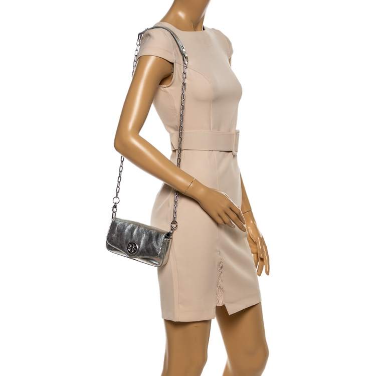 Tory Burch Metallic Silver Leather Chain Shoulder Bag Tory Burch | TLC