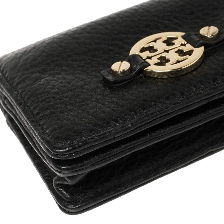 Pre Owned Tory Burch Black Leather Robinson Card Holder