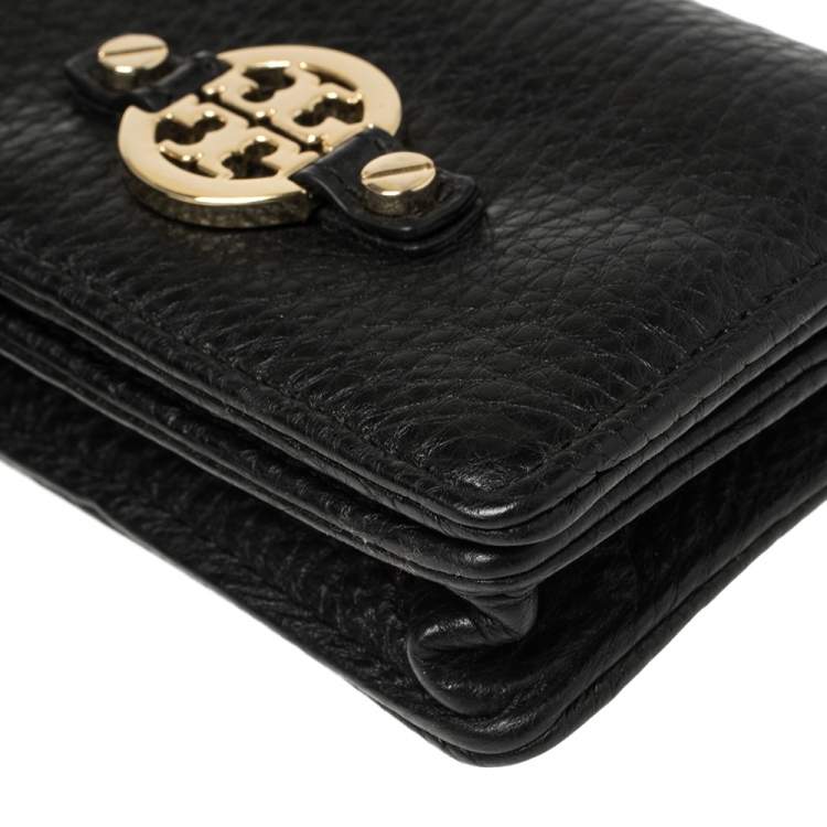 Pre Owned Tory Burch Black Leather Robinson Card Holder