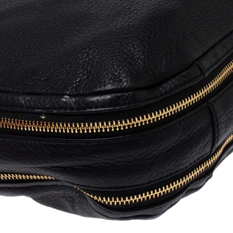 Pre Owned Tory Burch Black/Beige Leather and Snakeskin Effect Hobo