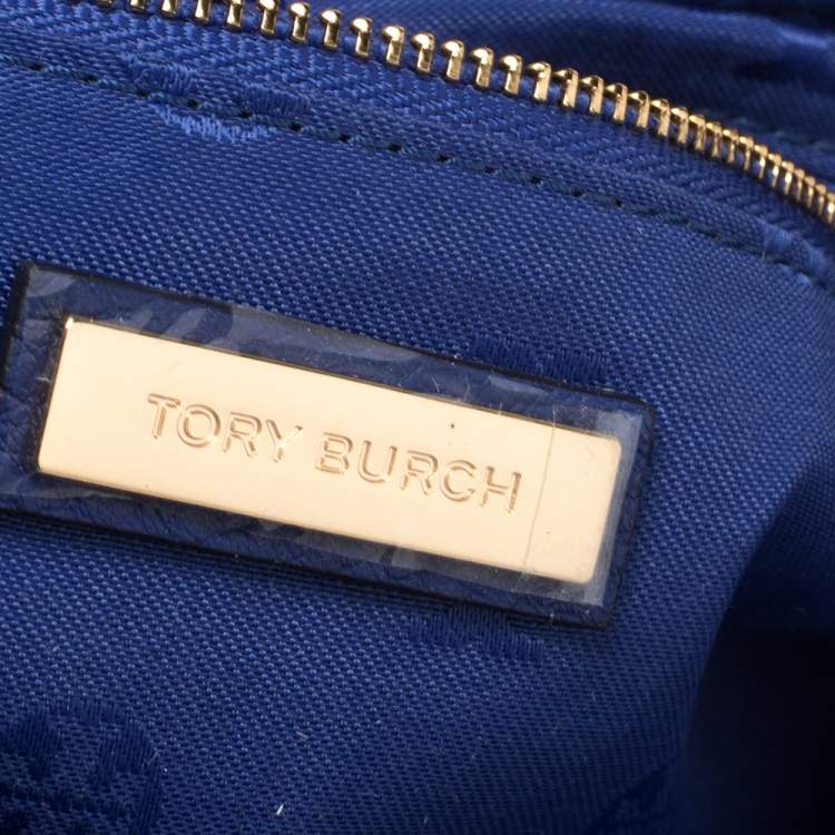 Pre Owned Tory Burch Blue Leather Harper Flap Messenger Bag