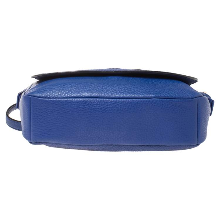 Pre Owned Tory Burch Blue Leather Harper Flap Messenger Bag