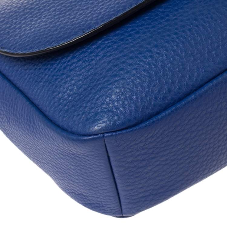 Pre Owned Tory Burch Blue Leather Harper Flap Messenger Bag