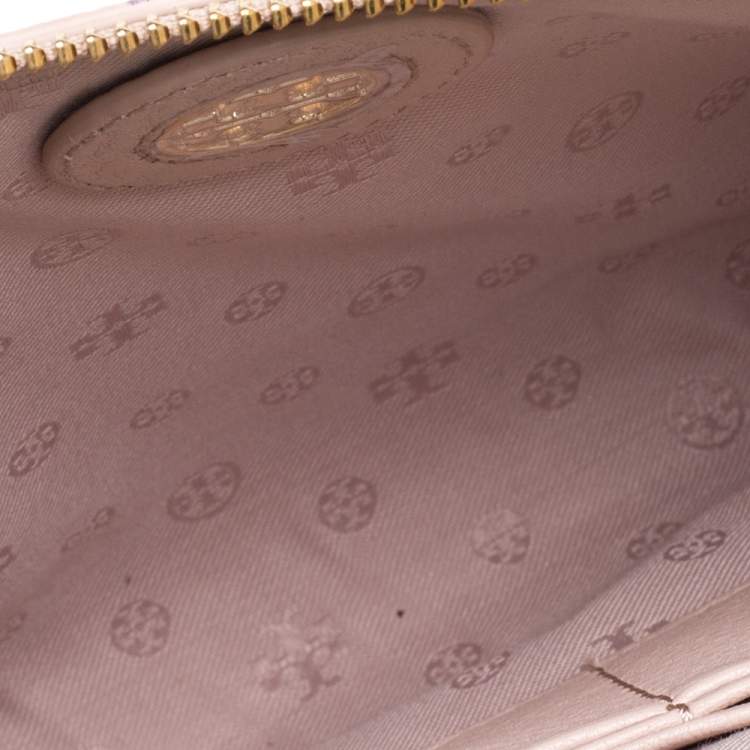 Pre Owned Tory Burch Nude Leather Robinson Clutch Bag
