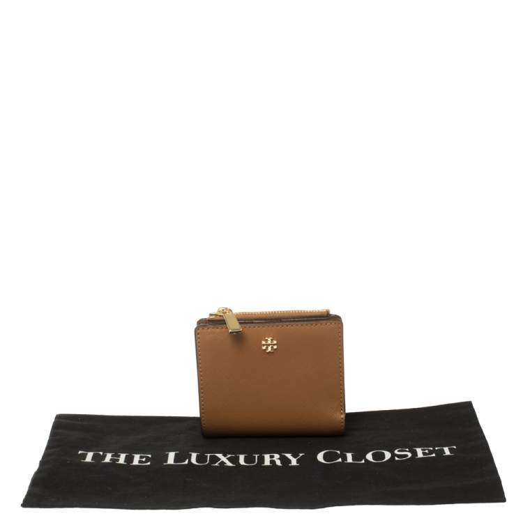 Pre Owned Tory Burch Tan Leather Bifold Card Holder 