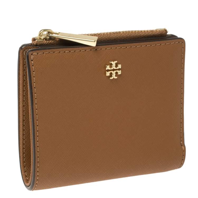 Pre Owned Tory Burch Tan Leather Bifold Card Holder 