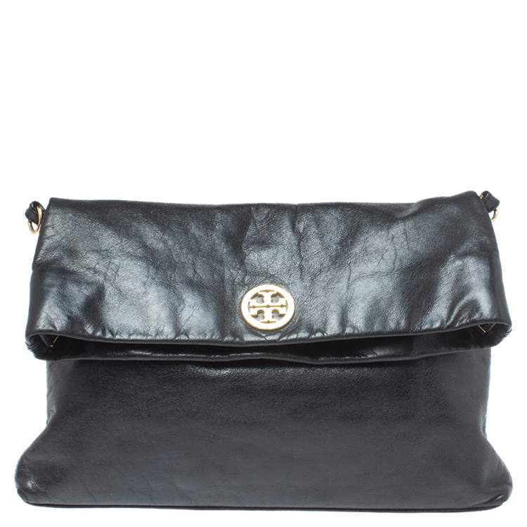 Tory Burch Black Leather Fold Over Shoulder Bag Tory Burch | TLC