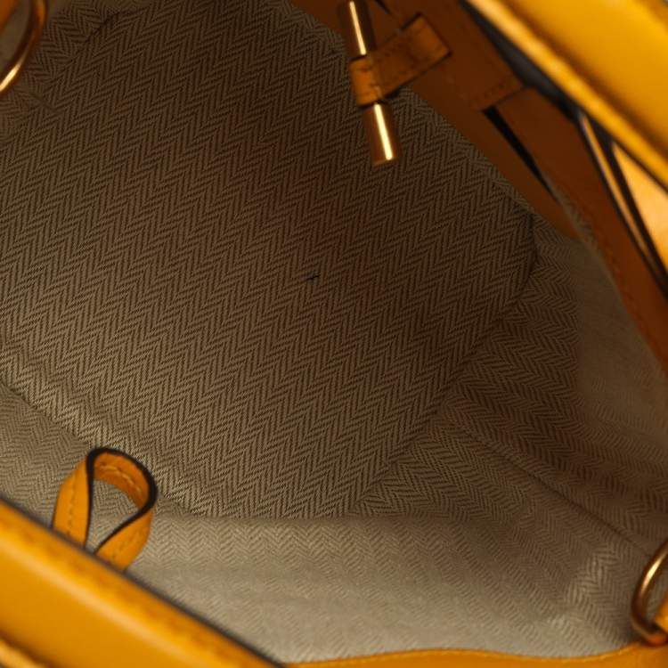 Pre Owned Tory Burch Yellow Leather Miller Bucket Bag