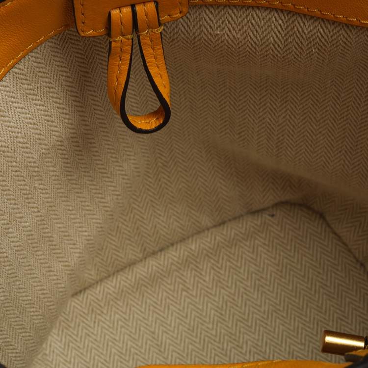 Pre Owned Tory Burch Yellow Leather Miller Bucket Bag
