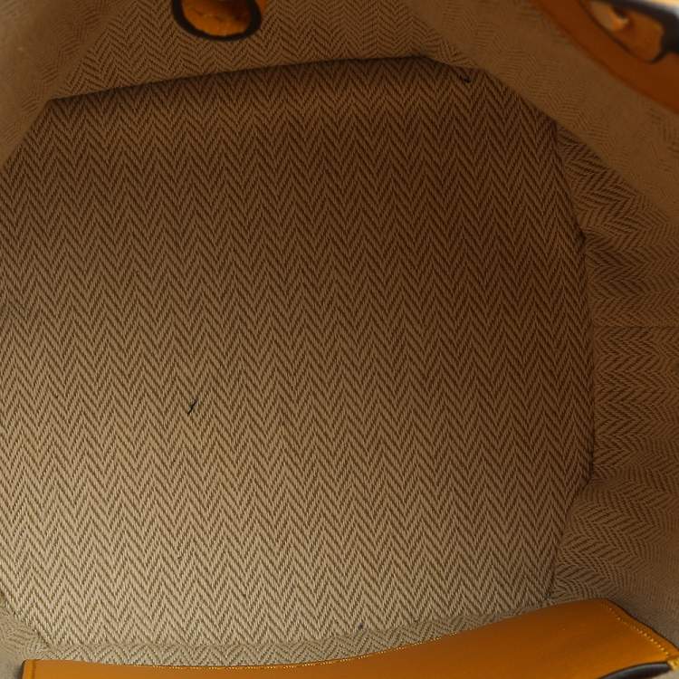 Pre Owned Tory Burch Yellow Leather Miller Bucket Bag