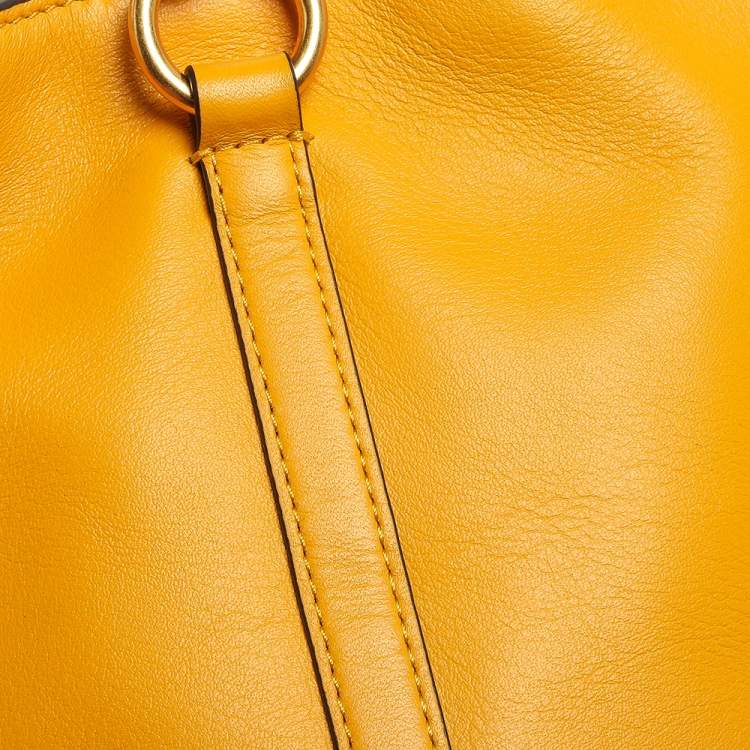 Pre Owned Tory Burch Yellow Leather Miller Bucket Bag