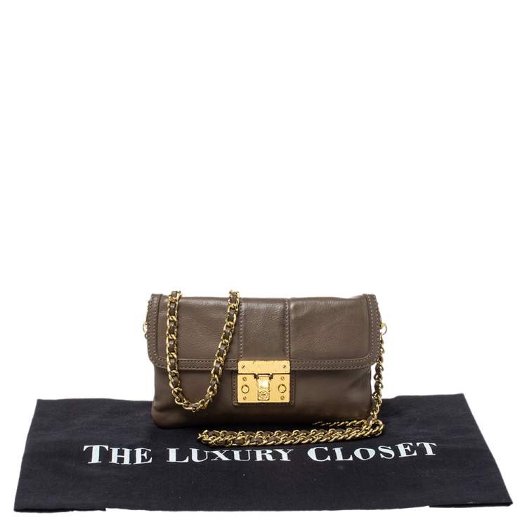 Pre Owned Tory Burch Beige Leather Crossbody Bag