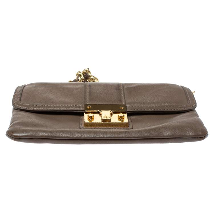Pre Owned Tory Burch Beige Leather Crossbody Bag