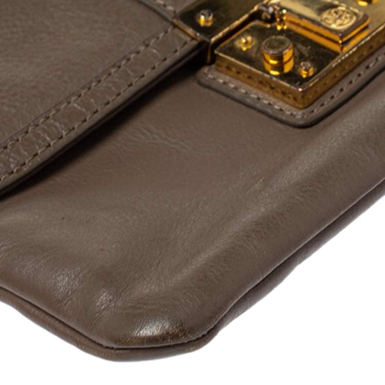 Pre Owned Tory Burch Beige Leather Crossbody Bag