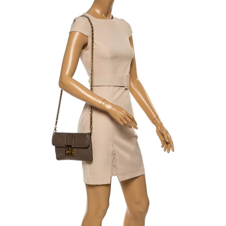 Pre Owned Tory Burch Beige Leather Crossbody Bag