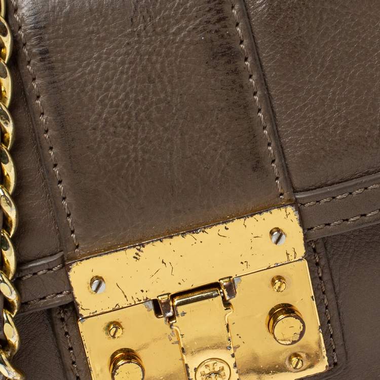 Pre Owned Tory Burch Beige Leather Crossbody Bag
