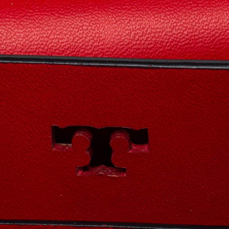 Pre Owned Tory Burch Navy Blue Leather Mini Block T Top Handle Bag