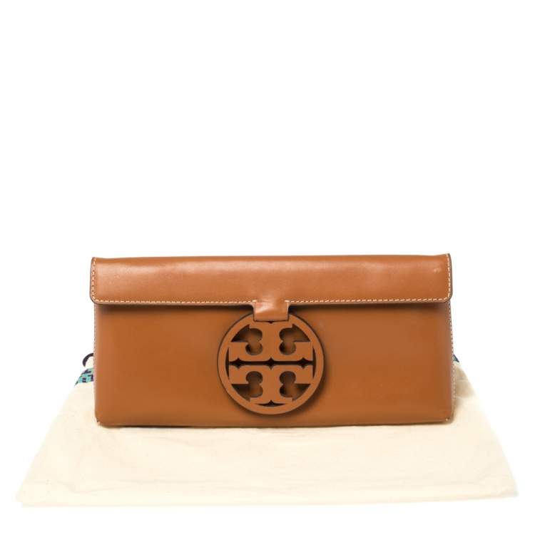 Pre Owned Tory Burch Brown Leather Miller Clutch