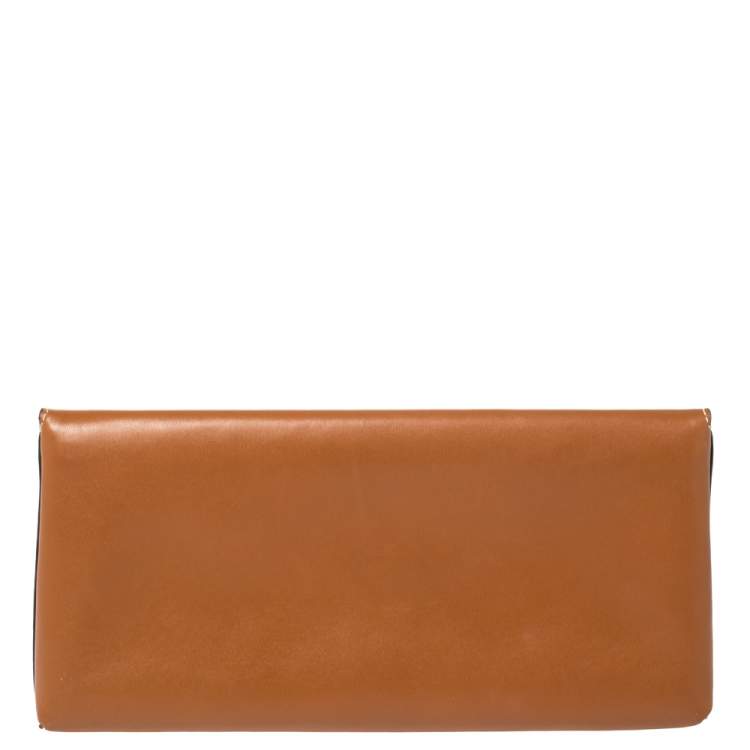 Pre Owned Tory Burch Brown Leather Miller Clutch
