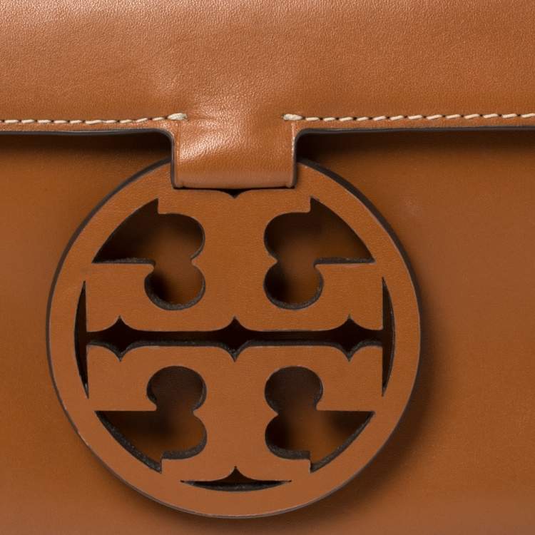 Pre Owned Tory Burch Brown Leather Miller Clutch