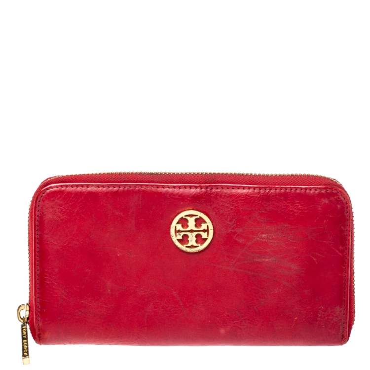 Tory Burch Red Leather Robinson Zip Around Wallet Tory Burch | TLC