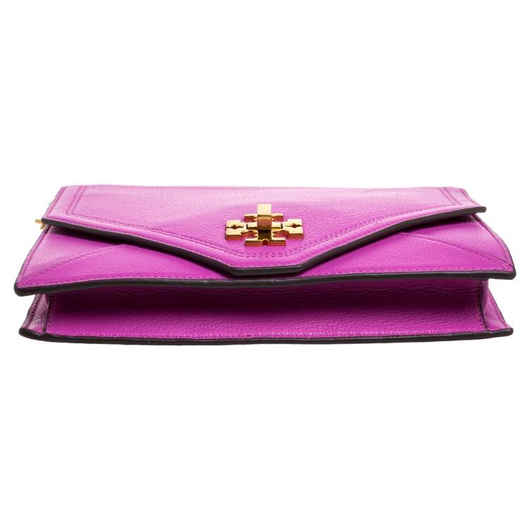 Pre Owned Tory Burch Fuchsia Leather Kira Envelope Flap Chain Bag
