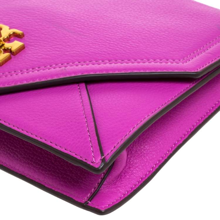 Pre Owned Tory Burch Fuchsia Leather Kira Envelope Flap Chain Bag