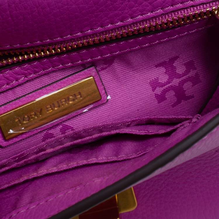 Pre Owned Tory Burch Fuchsia Leather Kira Envelope Flap Chain Bag