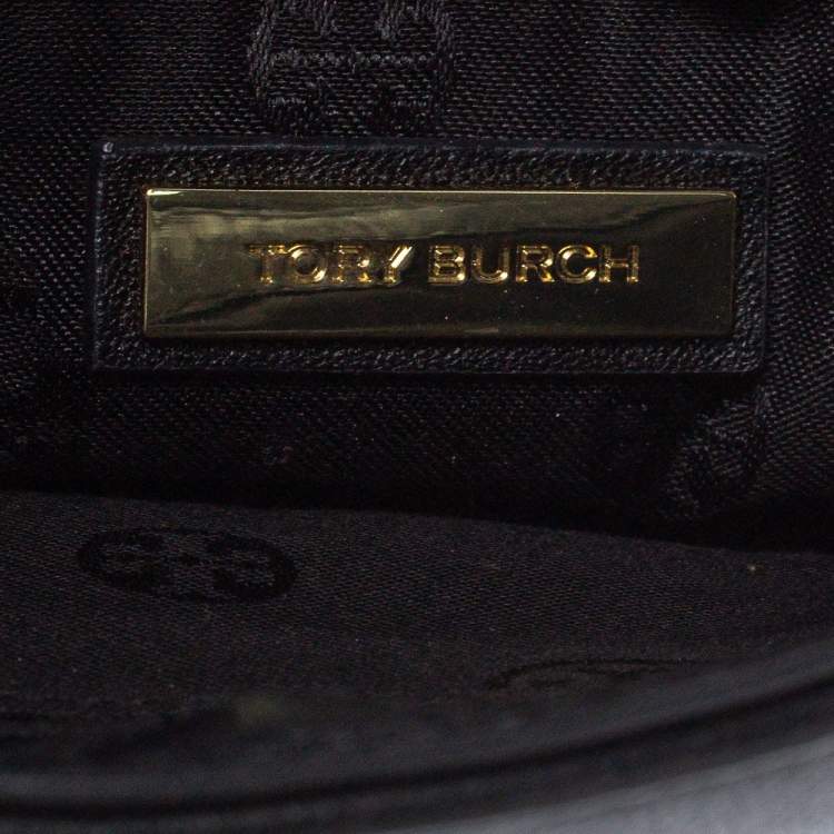 Pre Owned Tory Burch Black Leather Kira Envelope Flap Chain Bag