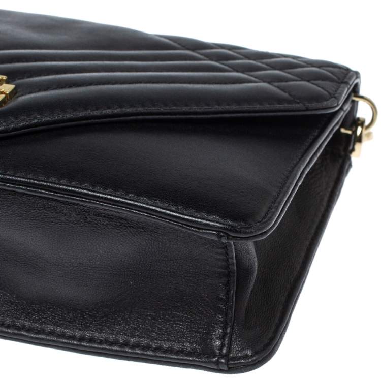 Pre Owned Tory Burch Black Leather Kira Envelope Flap Chain Bag